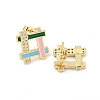 Hollow Rhombus Real 18K Gold Plated Brass Stud Earrings EJEW-L269-102G-01-2