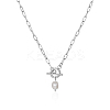 Minimalist Imitation Pearl Rice Pendant Stainless Steel PaPerclip Chain Necklaces for Everyday Women's Wear OX8079-1-1