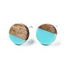 Opaque Resin & Walnut Wood Stud Earrings EJEW-N017-008-B07-2