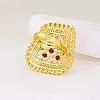 Abstract Vintage Trapezoid Brass Colorful Rhinestones Women's Ring NK9373-3