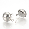 304 Stainless Steel Stud Earrings Findings STAS-R096-12mm-01-2