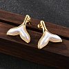 201 Stainless Steel Mermaid Tail Stud Earrings EJEW-P304-01G-2
