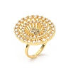Brass Micro Pave Cubic Zirconia Adjustable Open Cuff Rings RJEW-V009-03G-4