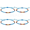 4Pcs 4 Style Glass Seed & Brass Braided Bead Bracelets and Anklets Set SJEW-SW00003-04-1