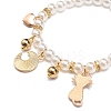 ABS Plastic Imitation Pearl Beaded Stretch Bracelet with Alloy Enamel Charms for Kids BJEW-JB08524-02-5