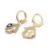 Hamsa Hand with Evil Eye Real 18K Gold Plated Brass Dangle Leverback Earrings EJEW-Q797-22G-03-2