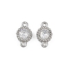 304 Stainless Steel Pave Clear Cubic Zirconia Flat Round Links Connector Charms STAS-F322-12P-1