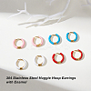 4 Pairs Two Tone 304 Stainless Steel Chunky Huggie Hoop Earrings with Enamel for Women EJEW-DC0001-37-5