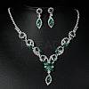 Horse Eye Alloy Rhinestone Necklaces & Stud Earring Sets for Women SJEW-U001-01P-06-1