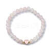 Natural Rose Quartz Round Beaded Stretch Bracelets BJEW-JB09881-06-1