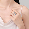 Brass Micro Pave Clear Cubic Zirconia Open Cuff Rings for Women LS-RJEW-S402-06P-3