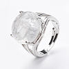 Adjustable Natural Quartz Crystal Finger Rings RJEW-F075-01G-4