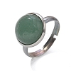 Half Round Natural Green Aventurine Finger Rings X-RJEW-M062-01P-21-2