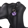 Flower Brass Resin Dangle Stud Earrings EJEW-TA00778-01-4