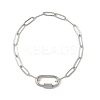 304 Stainless Steel Paperclip Chains Bracelets with Screw Carabiner Lock for Women BJEW-JB14206-3
