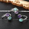 Natural Amethyst & Amazonite Finger Rings RJEW-A068-02P-02-1
