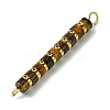 Natural Tiger Eye & Electroplated Synthetic Non-magnetic Hematite Heishi Connector Charms PALLOY-JF03291-06-3