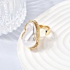 Brass ABS Imitation Pearl Cuff Open Rings for Women RJEW-B160-03G-3