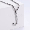 3Pcs 304 Stainless Steel Textured Letter Pendant Box Chain Necklaces LW4134-36-1