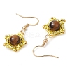 Natural Tiger Eye Star Dangle Earrings EJEW-MZ00354-5