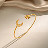 304 Stainless Steel Textured Moon and Sun Open Cuff Bangles for Women DP7347-4