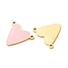304 Stainless Steel with Pink Enamel Connector Charms SA-CBA061A-06G-2