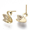 Brass Micro Pave Clear Cubic Zirconia Stud Earring Findings KK-N232-14-NF-3