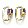 Brass Micro Pave Cubic Zirconia Screw Carabiner Lock Charms ZIRC-N039-020-NF-1