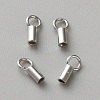Rhodium Plated 925 Sterling Silver Cord Ends STER-WH0061-58C-1
