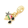 Brass Micro Pave Blue Cubic Zirconia European Dangle Charms KK-F904-07G-2