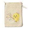 12Pcs 12 Styles Easter Egg Chick Rabbit Printed Rectangle Burlap Cloth Packing Pouches ABAG-U006-01-2
