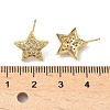 Star Brass Micro Pave Clear Cubic Zirconia Stud Earrings EJEW-A132-16G-5