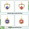 8Pcs 4 Styles Evil Eye Brass Micro Pave Clear Cubic Zirconia Charms KK-DC0002-64-3