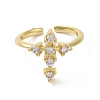 Brass Micro Pave Clear Cubic Zirconia Open Cuff Ring for Woman RJEW-M165-02B-G-2