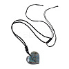 Heart Natural Labradorite Pendant Adjustable Braided Cord Necklaces FS-WG928F5-01-5