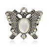 Antique Silver Plated Alloy Resin Butterfly Pendants PALLOY-J586-01AS-1