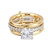 Brass Micro Pave Cubic Zirconia Plain Band Finger Rings for Women RJEW-P160-01C-G01-4