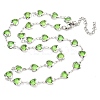 304 Stainless Steel & Glass Heart Link Chain Necklaces NJEW-P315-03P-04-1