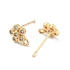 Flower Rack Plating Brass Micro Pave Cubic Zirconia Stud Earring Findings KK-D083-16G-2