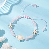 Natural Rose Quartz & Synthetic Synthetic Turquoise Beads Braided Bead Bracelets BJEW-JB13275-02-1