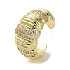 Brass Micro Pave Cubic Zirconia Open Cuff Ring RJEW-K256-45G-1