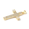 Brass Micro Pave Cubic Zirconia Cross Pendants ZIRC-I071-04G-03-2
