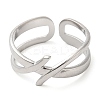 Non-Tarnish 304 Stainless Steel Hollow Open Cuff Ring for Women RJEW-I098-18P-2