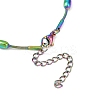 Ion Plating(IP) 304 Stainless Steel Round Snake Chain Bracelet with Oval Beaded BJEW-E088-03RC-5