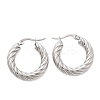304 Stainless Steel Twist Ring Hoop Earrings EJEW-Z146-01P-04-2