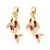 Brass Micro Pave Cubic Zirconia and Enamel Pendants KK-T074-67G-02-1