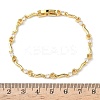 Brass Micro Pave Clear Cubic Zirconia Heart & Twist Link Chain Bracelets for Women BJEW-G764-06G-5