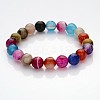 Faceted Natural Agate Round Beads Kids Stretch Bracelets BJEW-JB01910-1
