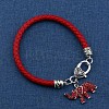 Elephant Alloy & Rhinestone & Imitation Leather Cord Charm Bracelets FS-WG8FE67-01-1