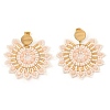 304 Stainless Steel & Bohemian Beaded Flower Dangle Stud Earrings for Women EJEW-R001-04B-2